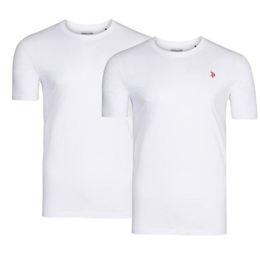 Picture of Σετ Ανδρικά T-Shirt με Στρογγυλή Λαιμόκοψη Χρώματος Λευκού US Polo ASSN 6118451884-100 - 2 Τεμάχια