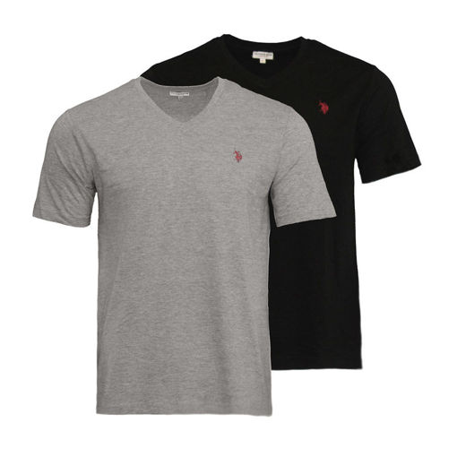Picture of Σετ Ανδρικά T-Shirt με "V" Λαιμόκοψη Χρώματος Γκρι - Μαύρο US.POLO ASSN. 6224051884-509 - 2 Τεμάχια