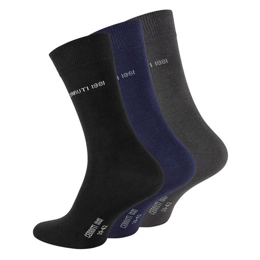 Εικόνα για Σετ Ανδρικές Κάλτσες Business Χρώματος Μαύρο Μπλε Γκρι Cerruti - 3 Ζευγάρια
