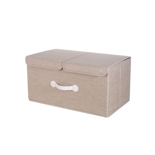 Εικόνα για Κουτί Φύλαξης Οργάνωσης Με Διπλό Καπάκι από Πολυεστέρα Μπεζ 50 x 29.5 x 25 cm