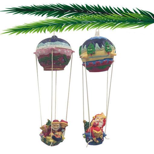 Εικόνα για Σετ 2 Χριστουγεννιάτικα Κρεμαστά Στολίδια  Άι Βασίλης Σε Αερόστατο Μεγάλο 19 x 7 cm