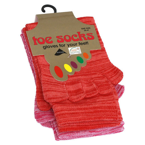 Εικόνα για Κάλτσες Με Δάχτυλα Μελανζέ Κόκκινο - Ροζ "Toe Socks" – 2 Ζευγάρια