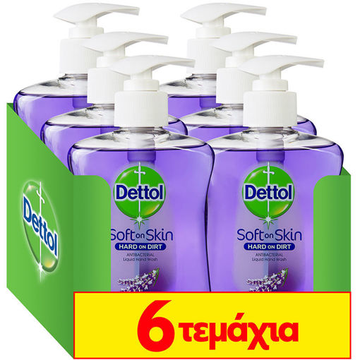 Εικόνα για Υγρό Αντιβακτηριδιακό Κρεμοσάπουνο Dettol Soft On Skin με Άρωμα Λεβάντας 6 x 250 ml