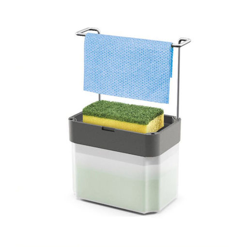 Εικόνα για Θήκη για Υγρό Σαπούνι 750 ml με Βάση για Πανάκι Κουζίνας Metaltex Sponge-Tex 297529
