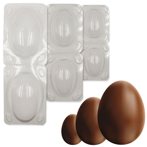 Εικόνα για Σετ 8 Διπλές Πλαστικές Φόρμες για Σοκολατένια Αυγά Σε Διάφορα Μεγέθη