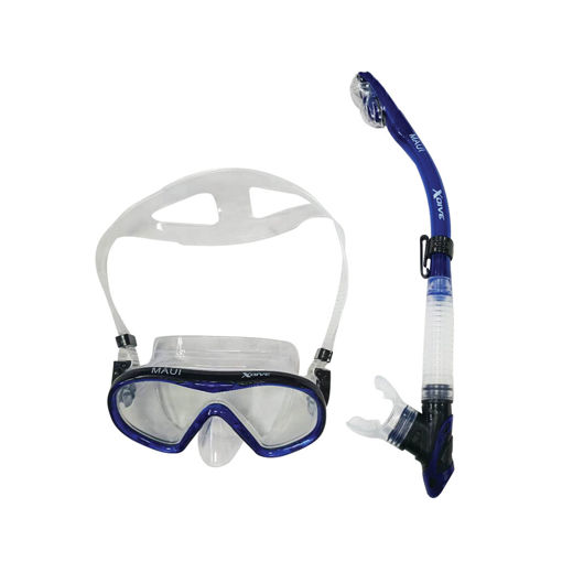 Εικόνα για Μάσκα Θαλάσσης Σιλικόνης με Αναπνευστήρα Διαφανής-Μπλε Maui Xdive 61521