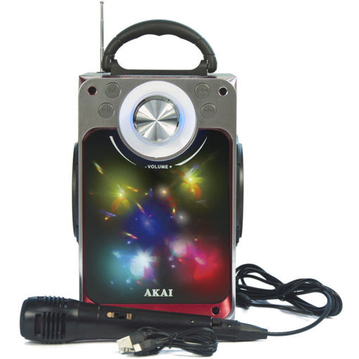 Εικόνα για Φορητό ηχείο Bluetooth karaoke με LED, μικρόφωνο, FM, USB, micro-SD και Aux-In – 6 W Akai CEU7300-BT