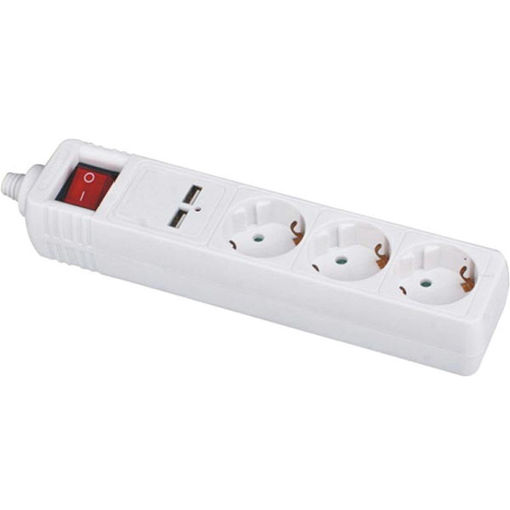 Εικόνα για Πολύπριζο D03BKU Alfaone 3 θέσεις διακόπτης USB 3X1,5mm 1,5m Λευκό