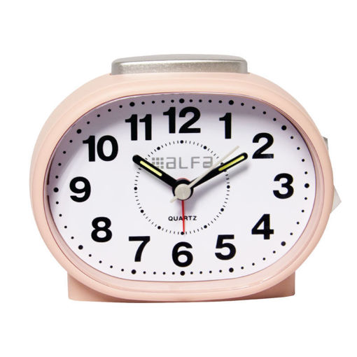Εικόνα για Ρολόι Επιτραπέζιο ALTC-60169 Alfaone Αναλογικό Αθόρυβο με φωτισμό Ροζ rubber-Silver