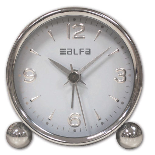 Εικόνα για Ρολόι Επιτραπέζιο ΑΜ03 Alfaone Αναλογικό Αθόρυβο Μεταλλικό Chrome-Λευκό