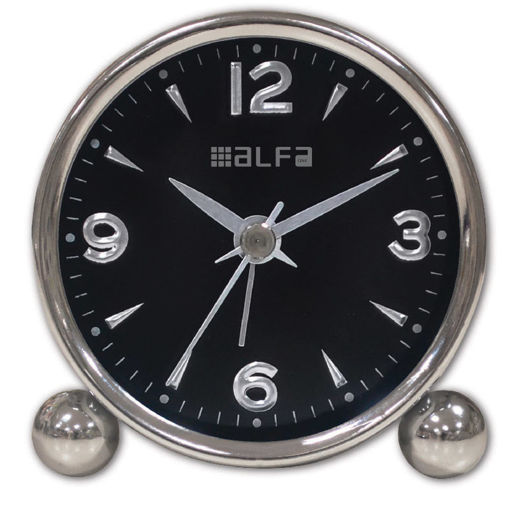 Εικόνα για Ρολόι Επιτραπέζιο ΑΜ03 Alfaone Αναλογικό Αθόρυβο Μεταλλικό Chrome-Μαύρο