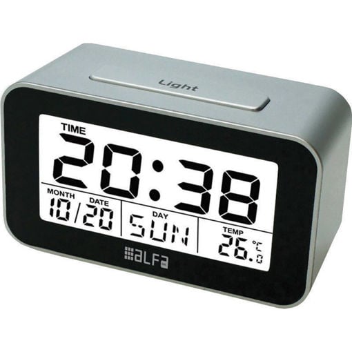 Εικόνα για Ρολόι Επιτραπέζιο ΕΤ622Α Alfaone Ψηφιακό Με ένδειξη θερμοκρασίας και φωτιζόμενη οθόνη Silver-Μαύρο