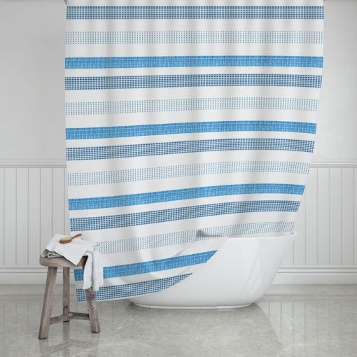 Εικόνα για Κουρτίνα Μπάνιου Υφασμάτινη 180 x 200 cm Stripes Μπλε Estia 02-11345