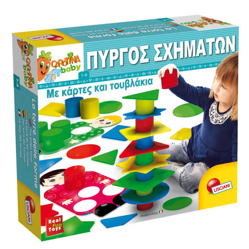 Εικόνα για Lisciani Carotina Baby Πύργος Σχημάτων 69019 - Εκπαιδευτικό Παιχνίδι με Κάρτες & Τουβλάκια για Παιδιά 3-6 Ετών