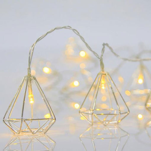 Εικόνα για Χριστουγεννιάτικη Σειρά LED 10 Λαμπτήρες Μεταλλικά Γεωμετρικά Φανάρια Μπαταρίας 3xAA Θερμό Λευκό Eurolamp 600-11265