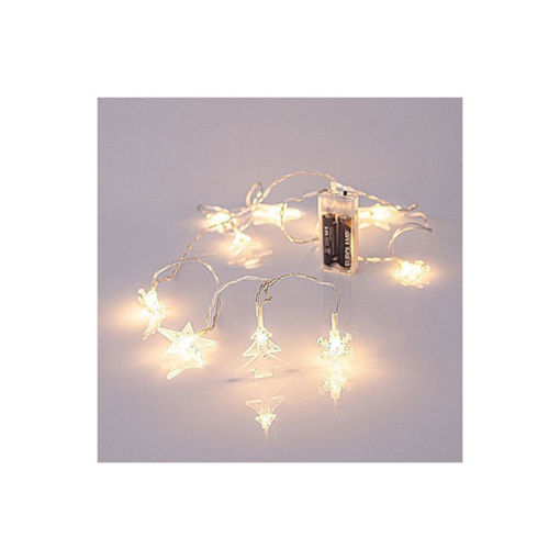 Εικόνα για Χριστουγεννιάτικη Σειρά LED 10 Λαμπτήρες Ακρυλικά Διακοσμητικά Μπαταρίας 2xAA Θερμό Λευκό Eurolamp 600-11233