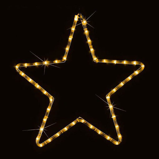 Εικόνα για Χριστουγεννιάτικο Διακοσμητικó Κρεμαστό Αστέρι, 2m Led Φωτοσωλήνας Θερμό Λευκό, 56x56cm, IP44 Eurolamp 600-20015