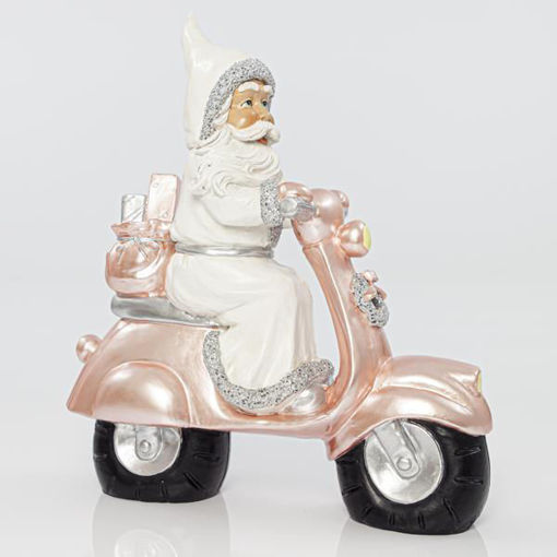 Εικόνα για Άγιος Βασίλης Λευκός Σε Ροζ  Vespa Διακοσμητικός 29x11,5x33cm Eurolamp 600-41145
