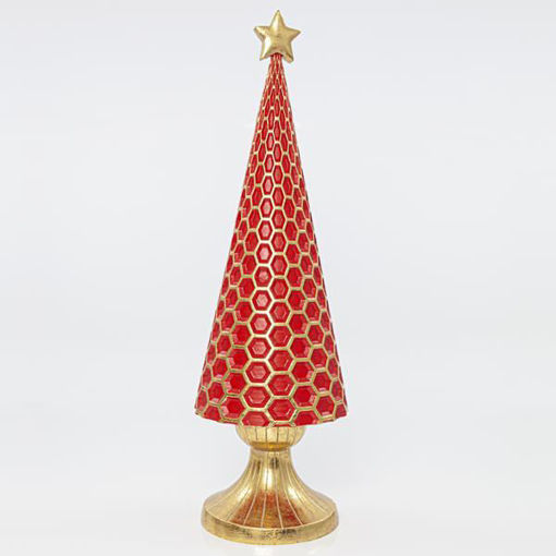 Εικόνα για Χριστουγεννιάτικο Δεντράκι, Κόκκινο Με Χρυσή Βάση, 14,5x14,5x47cm Eurolamp 600-41158