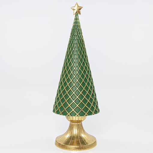 Εικόνα για Χριστουγεννιάτικο Διακοσμητικό Δεντράκι Πράσινο Με Χρυσή Βάση 14x14x40,9cm Eurolamp 600-41159