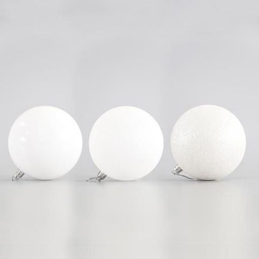 Εικόνα για Στολίδι Μπάλα από Πλαστικό Λευκή 10cm Σετ 6 Τεμάχια Eurolamp 600-42520