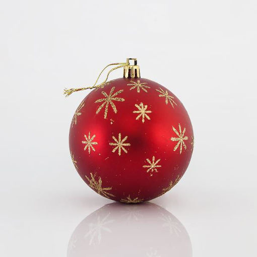 Εικόνα για Χριστουγεννιάτικες Μπάλες Πλαστικές Κόκκινες Ματ Με Χρυσό GLitter 8cm Σετ 6 Τεμάχια Eurolamp 600-42567
