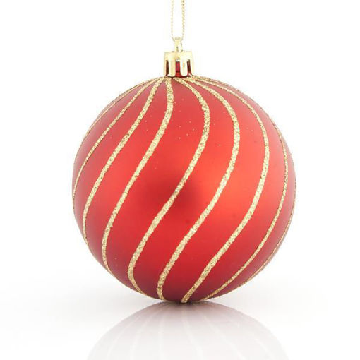 Εικόνα για Χριστουγεννιάτικη Μπάλα Πλαστική Κόκκινη Ματ Με Χρυσή Διακόσμηση 8cm Σετ 6 Τεμάχια Eurolamp 600-42657