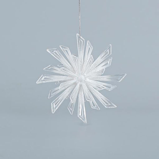 Εικόνα για Χιονονιφάδες Ακρυλικές Λευκές με Ασημί Glitter, Χριστουγεννιάτικo Στολίδι 12.5x12.5εκ. Σετ 6 Τεμάχια Eurolamp 600-44638
