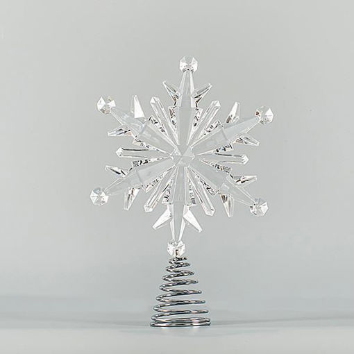 Εικόνα για Χιονονιφάδα Ακρυλική Κορυφή Δέντρου Διάφανη 21x30.5cm - Χριστουγεννιάτικο Στολίδι Euroalmp 600-44679