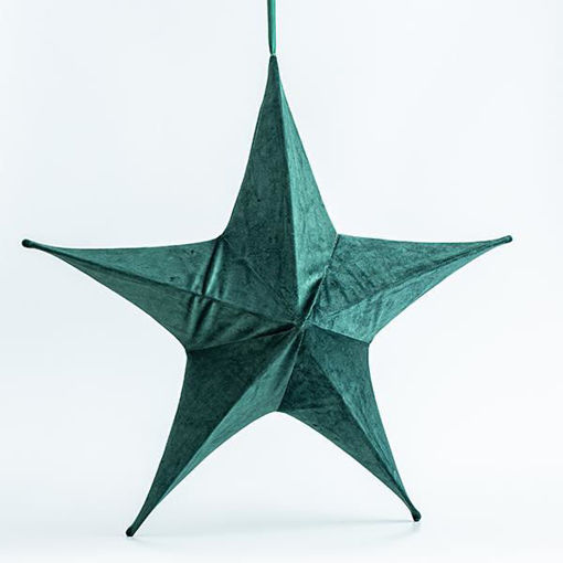 Εικόνα για Χριστουγεννιάτικo Διακοσμητικό Κρεμαστό Αστέρι Βελούδινο Πράσινο 80cm Eurolamp