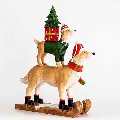 Εικόνα για Χριστουγεννιάτικo Διακοσμητικό Σκυλάκια Σε Παγοπέδιλα  Σκυλάκι 46 cm Eurolamp 600-45455
