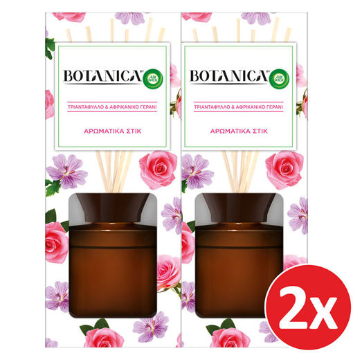 Εικόνα για Σετ Αρωματικά Στικ με Τριαντάφυλλο και Αφρικάνικο Γεράνι Botanica 80 ml - 2 Τεμάχια