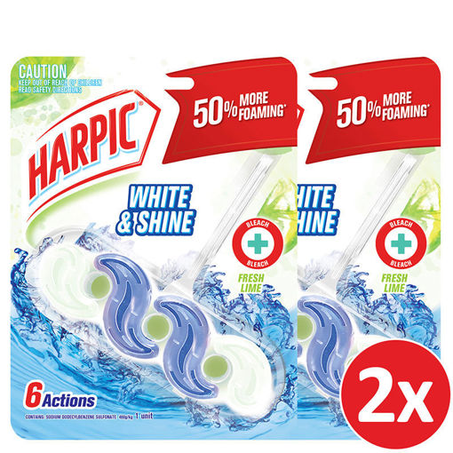 Εικόνα για Harpic WC Block Καθαριστικό Λεκάνης Τουαλέτας White & Shine Fresh Lime 35g - 2 Τεμάχια