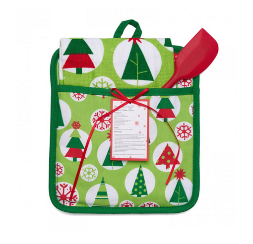Εικόνα για Χριστουγεννιάτικο σετ Κουζίνας 3 τεμ. Πράσινο 100% βαμβάκι HR-3KST-XMSgreen
