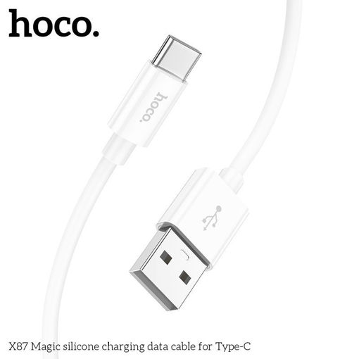Εικόνα για Magic silicone καλώδιο φόρτισης και μεταφοράς δεδομένων USB to Type-C Λευκό HOCO X87