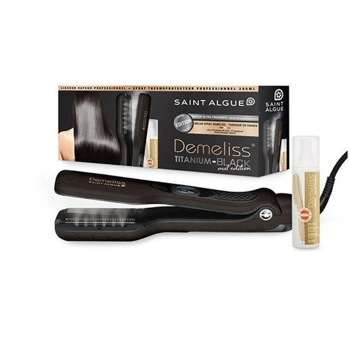 Εικόνα για DEMELISS Titanium Black – Ψηφιακή Πρέσα Μαλλιών με Ατμό, Πλάκες Τιτανίου 230°C & Σπρέι Προστασίας 200ml