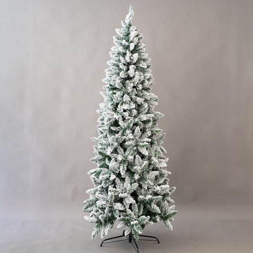 Εικόνα για Χριστουγεννιάτικο Δέντρο Πράσινο Χιονισμένο Slim 180cm με Μεταλλική Βάση Eurolamp 600-30194