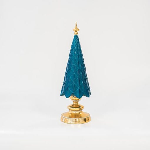 Εικόνα για Χριστουγεννιάτικο Διακοσμητικό Δεντράκι Πετρόλ Με Χρυσή Βάση, 38cm Eurolamp 600-45520