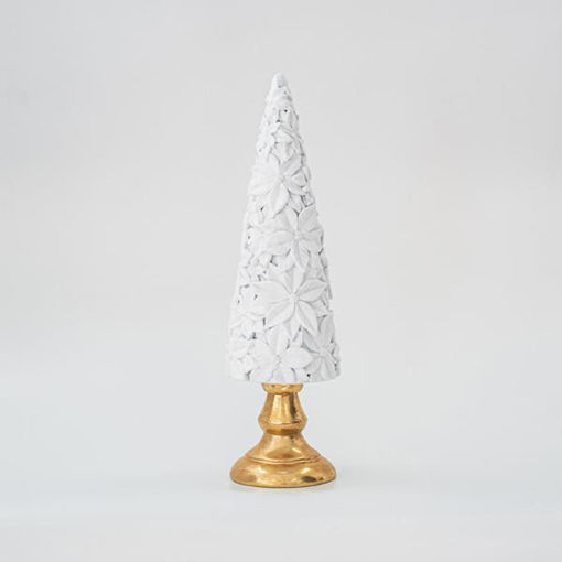 Εικόνα για Χριστουγεννιάτικο Διακοσμητικό Βελούδινο Δεντράκι Λευκό Με Χρυσή Βάση 40cm Eurolamp 600-45526