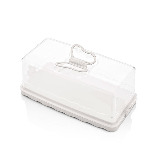 Εικόνα για Τουρτιέρα Ορθογώνια Batone Cake Dome Πλαστική Λευκή 33.5x17x12.5cm Qlux