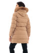 Εικόνα για Biston fashion γυναικείο μακρύ μπουφάν με αποσπώμενη κουκούλα με γουνάκι Camel 48-101-091