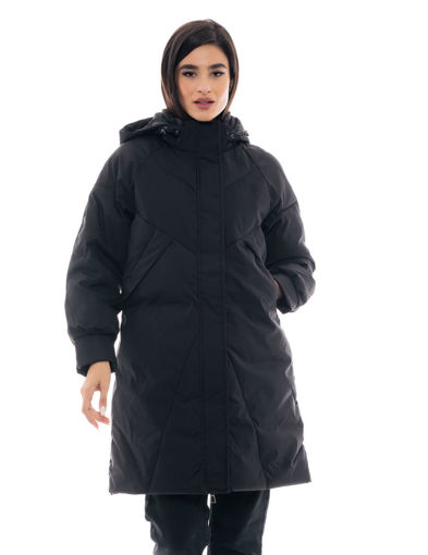 Εικόνα για Biston fashion γυναικείο μακρύ μπουφάν με ενσωματωμένη κουκούλα Μαύρο 48-101-055