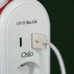 Εικόνα για Μονόπριζο με Ενσωματωμένο Καλώδιο Φόρτισης και 2 USB Type-Α, Type-C, 380J, 3680W Λευκό Osio OPS-3001