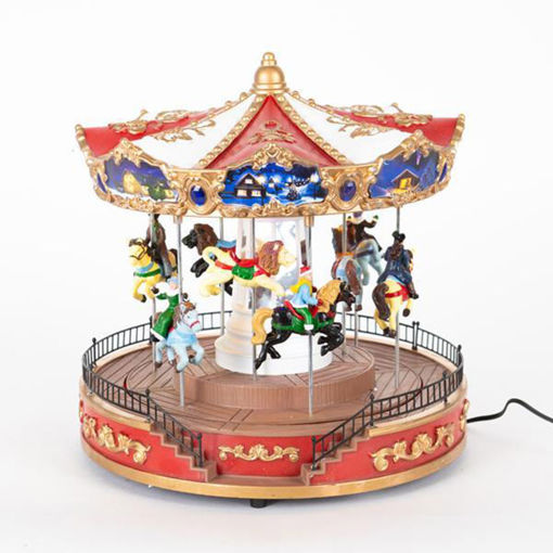 Εικόνα για Χριστουγεννιάτικο Καρουζέλ με Αλογάκια - Μουσική, Κίνηση & LED Φωτισμό 26cm, Eurolamp Christmas Magic 600-46365