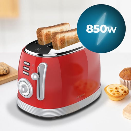 Εικόνα για Φρυγανιέρα 2 Θέσεων 850 W Κόκκινη CECOTEC Toast&Taste 800 Vintage Light Red CEC-03259