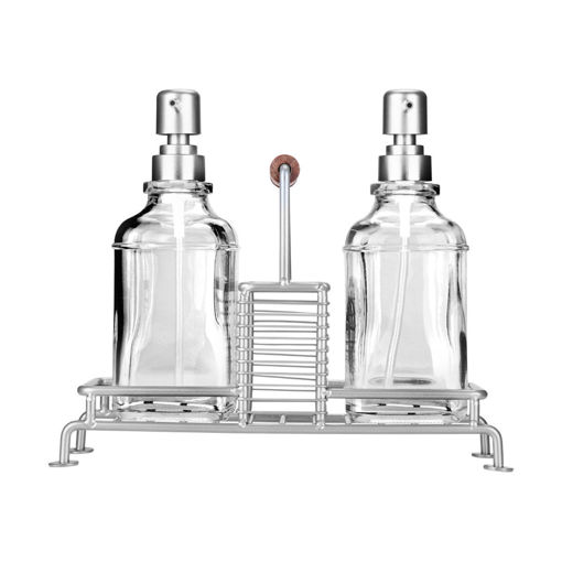 Εικόνα για Βάση Οργάνωσης Allure με 2 Δοχεία Υγρού Πιάτων 300ml Ασημί Estia 01-26233