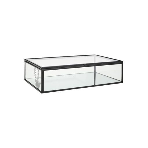 Εικόνα για Γυάλινο Κουτί Οργάνωσης Κοσμημάτων με Καθρέφτη & Μαύρο Μεταλλικό Πλαίσιο 24x14x6cm Estia 02-28176