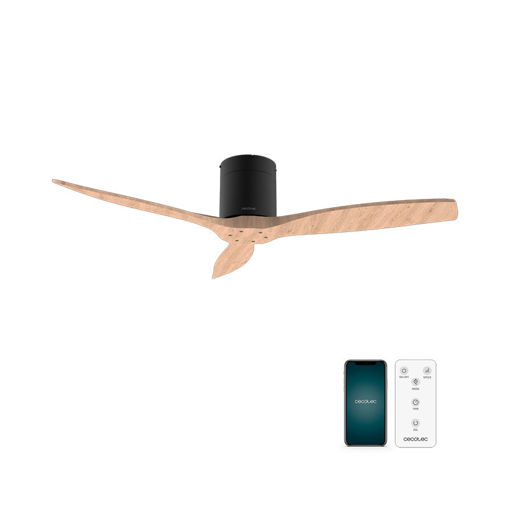 Εικόνα για Ανεμιστήρας Οροφής Wi-Fi IP44 με Τηλ/ριο 40W CECOTEC ENERGYSILENCE AERO 5500 AQUA BLACK&LIGHTWOOD CONNECTED 08520