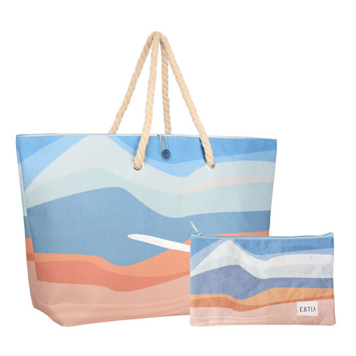 Εικόνα για Τσάντα Θαλάσσης Serene Shores 63cm με Τσαντάκι - Εργονομικές Λαβές Σχοινί Estia 00-30438