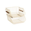 Εικόνα για Μεταλλικό Καλάθι Οργάνωσης Allure Στοιβαζόμενο - Εκρού με Ξύλινες Λαβές 26.5x29.5cm Estia 02-30124
